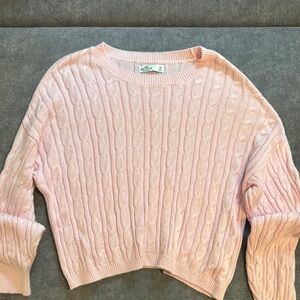 Hollister Pink Crew Neck Cable Knit Sweater